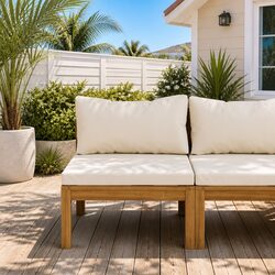Enhance Your Garden Lounge with This Cream White Sofa Unit