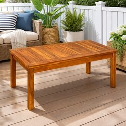 Garden Coffee Table Outdoor Furniture Patio Acacia Wood Slatted Design Brown