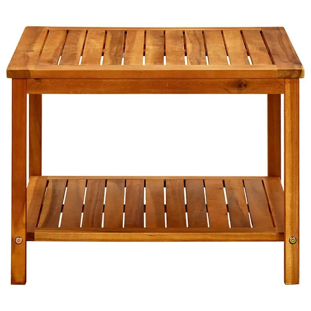 Coffee Table 60x60x45 cm Solid Acacia Wood Brown Slatted Top with Storage Shelf