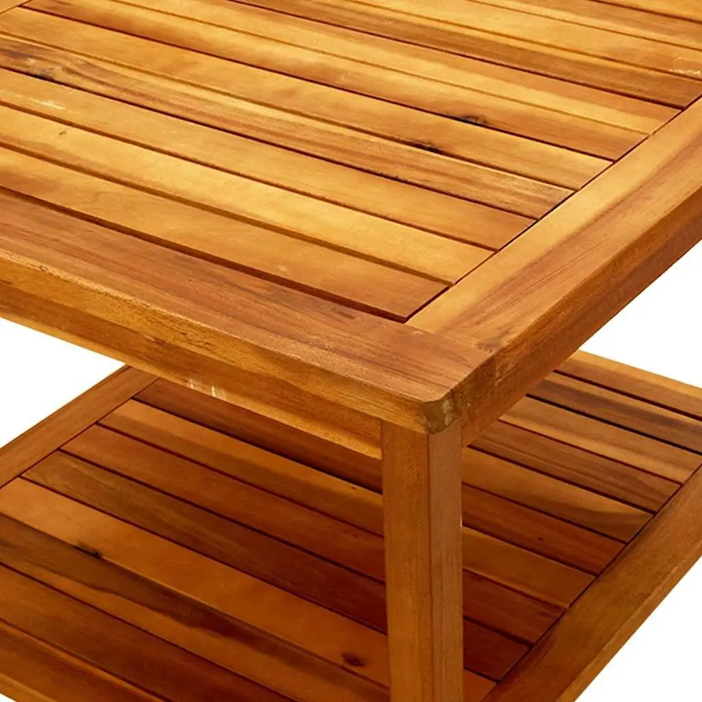 Coffee Table 60x60x45 cm Solid Acacia Wood Brown Slatted Top with Storage Shelf