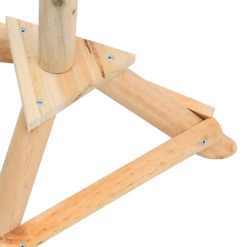Wooden Bird Feeder Stand Solid Fir Wood Outdoor Feeding Station with Protective Roof