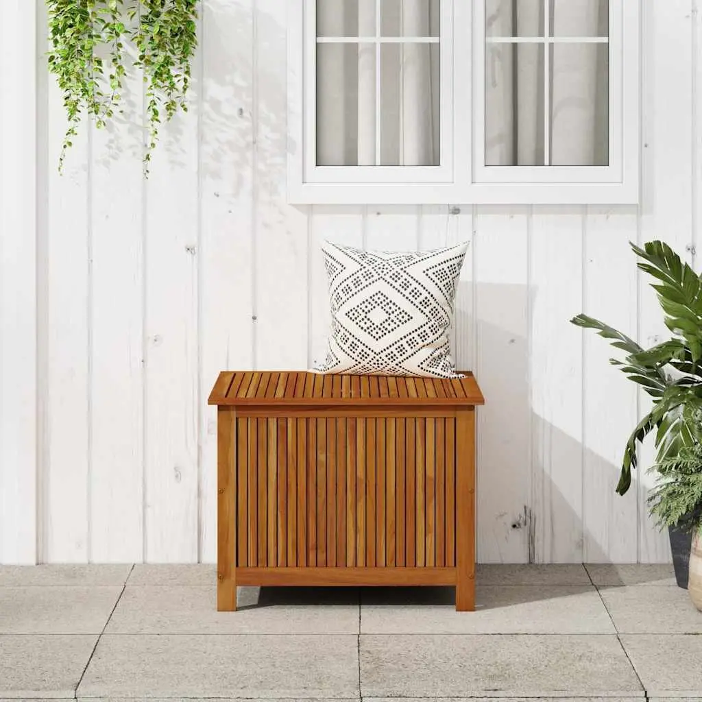 Garden Storage Box 75x75x58cm Solid Acacia Wood Water-Resistant Indoor Outdoor Cushion Container Brown