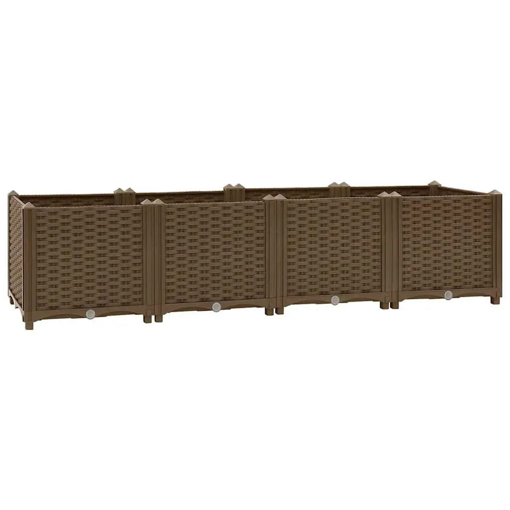 Raised Garden Bed 160x40x38cm Sturdy Polypropylene Outdoor Planter Box for Vegetables Herbs Flowers