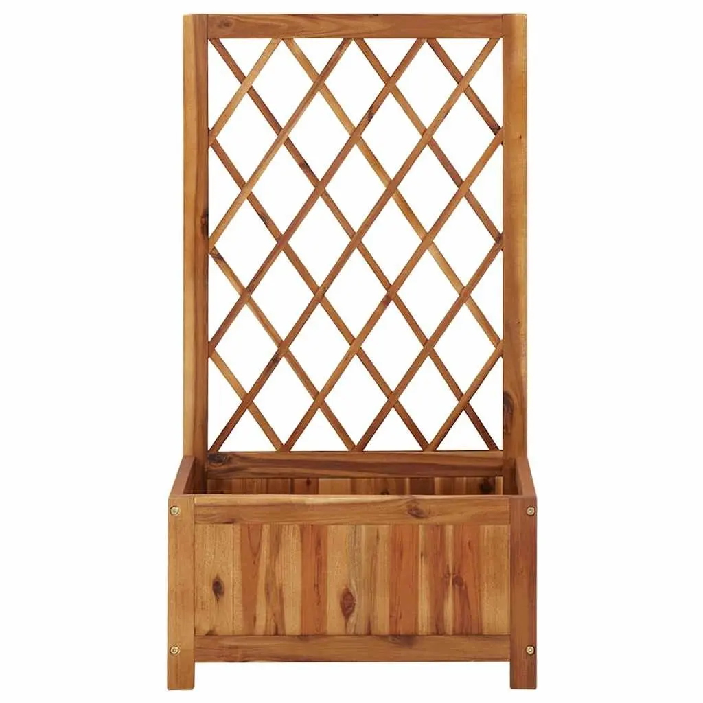 Garden Planter Box with Integrated Trellis Solid Acacia Wood for Outdoor Use