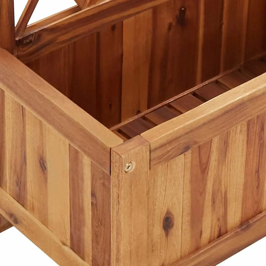 Garden Planter Box with Integrated Trellis Solid Acacia Wood for Outdoor Use