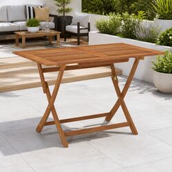Folding Garden Dining Table 120x70cm Solid Eucalyptus Wood Outdoor Patio