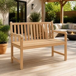 Garden Bench 114cm Outdoor Seating Teak Wood Patio Furniture Brown