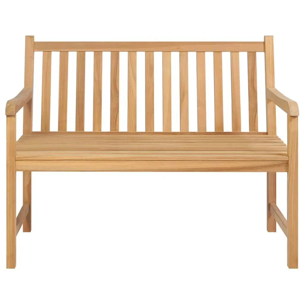 Garden Bench 114cm Solid Teak Wood Outdoor Seating Weather Resistant Brown