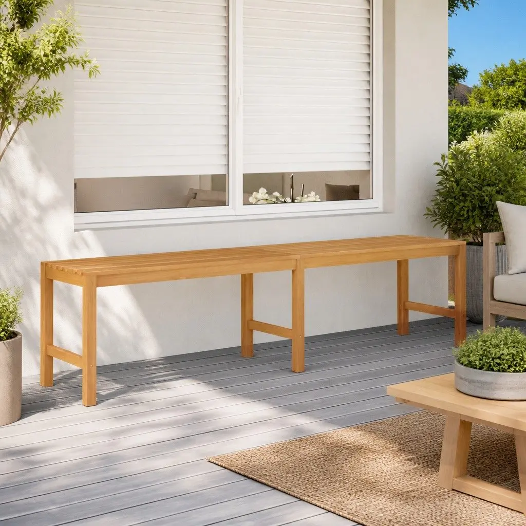 Teak Wood Garden Bench 180cm Weather-Resistant Outdoor Seating Furniture Brown