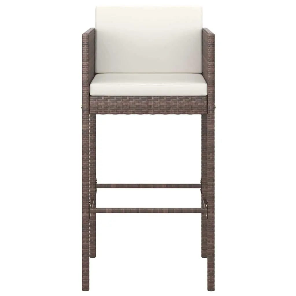 Outdoor Bar Stools 2 Pcs Brown Poly Rattan Weather Resistant Cushions
