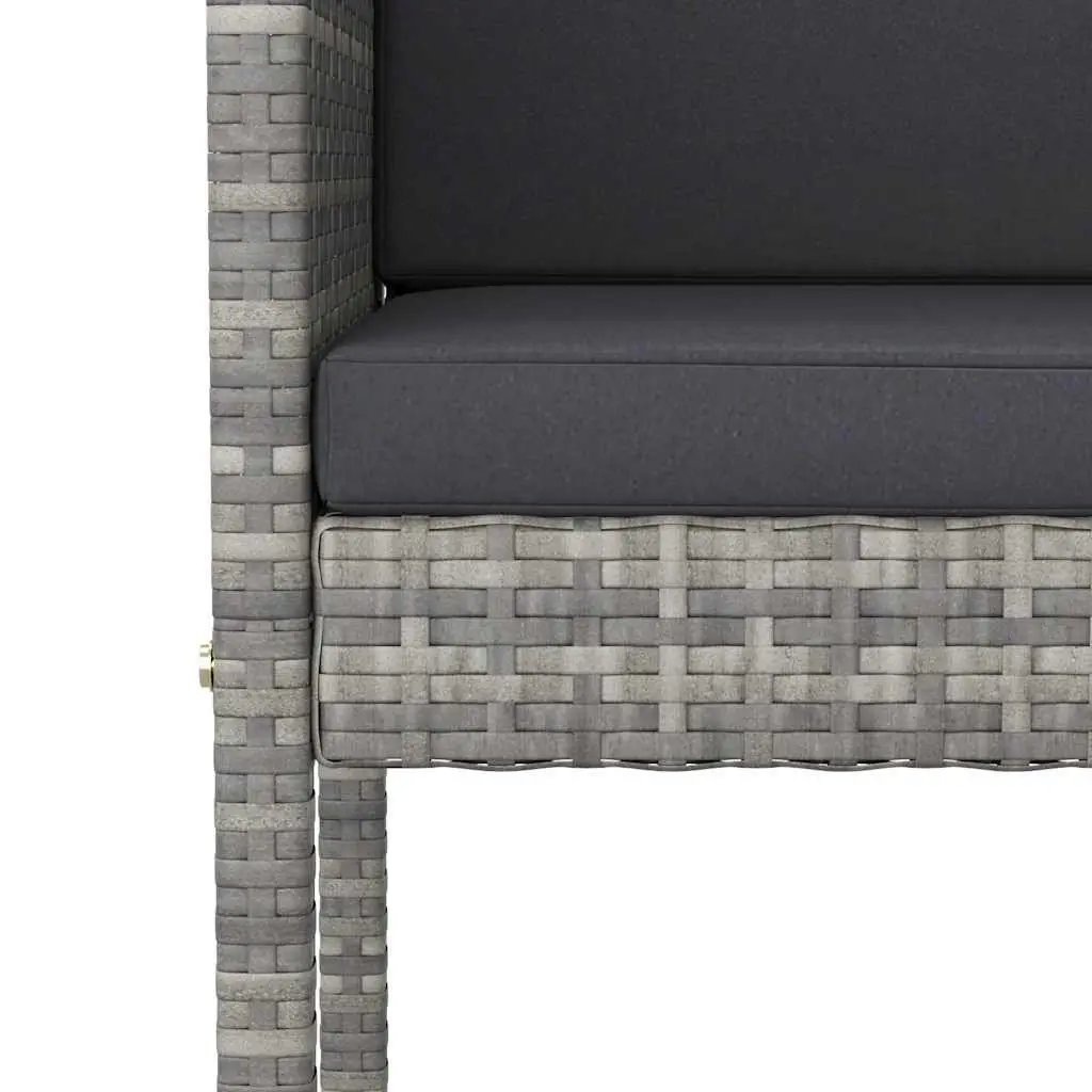 Outdoor Bar Stools 2 pcs Grey Poly Rattan Cushioned Weather Resistant