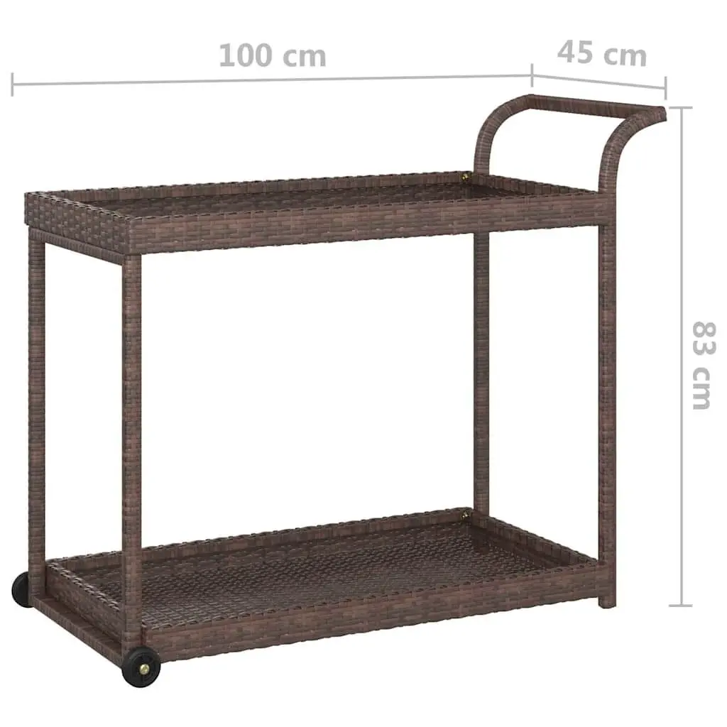 Bar Cart 100x45x83 cm Weather-resistant Poly Rattan Kitchen Dining Trolley Service Cart