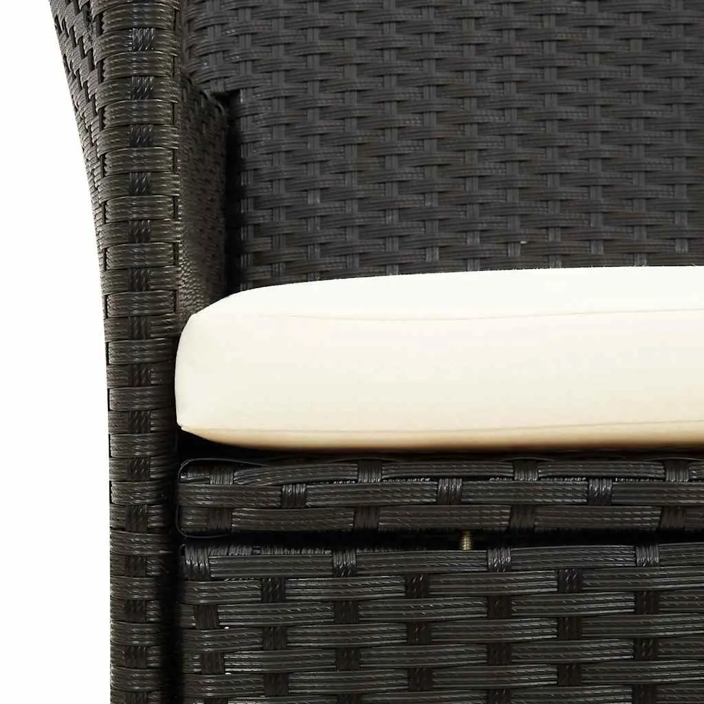 Outdoor Chairs Set 2 pcs Black Rattan Cushions Powder-Coated Steel Frame