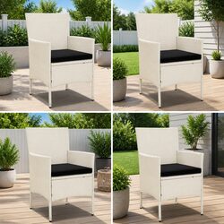 Comfortable Outdoor Garden Chair Set of 4 in White