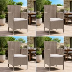 Enhance Your Patio with 4 Beige Garden Chairs Set with Cushions