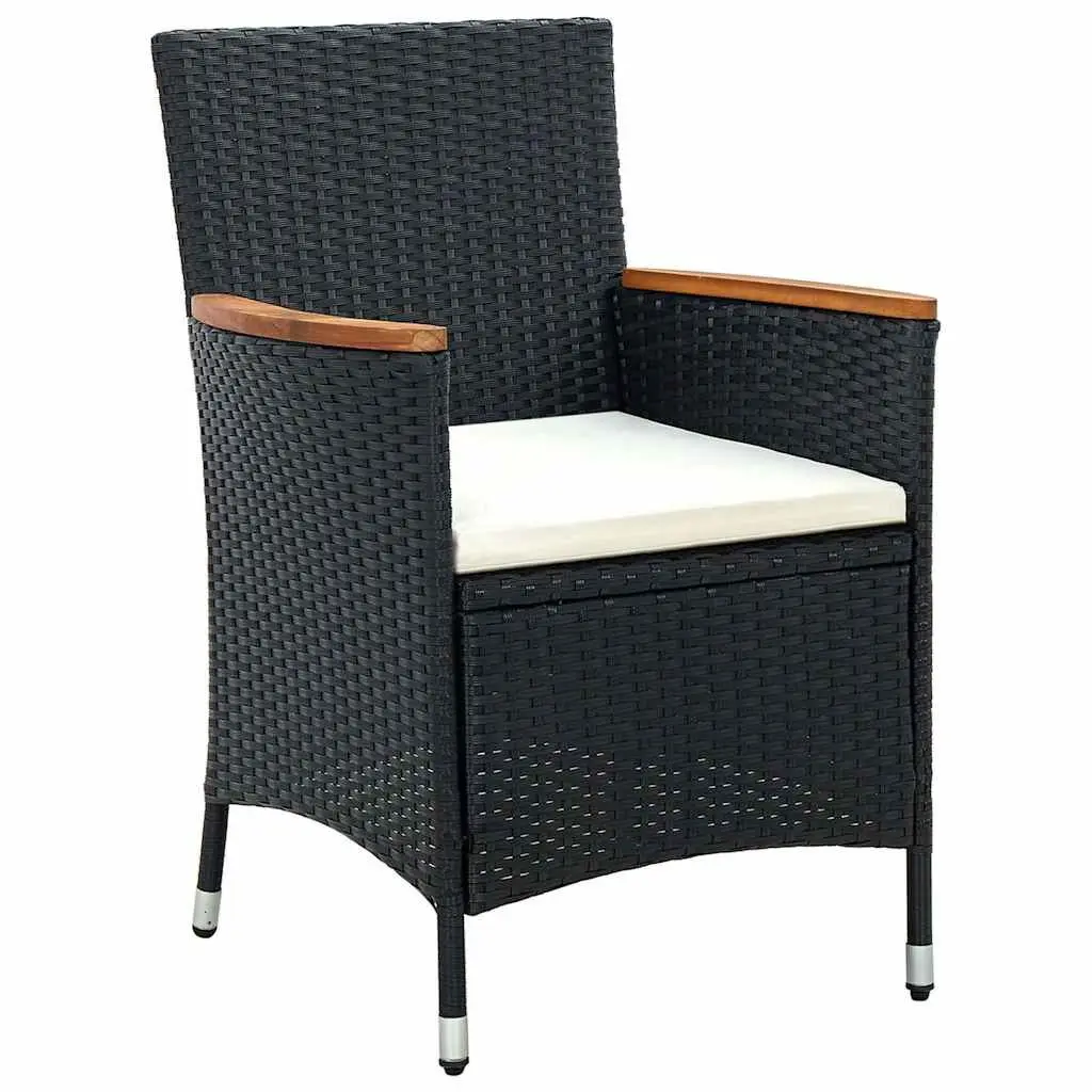 Outdoor Dining Chairs 4 pcs Poly Rattan Black Garden Patio Seating Furniture