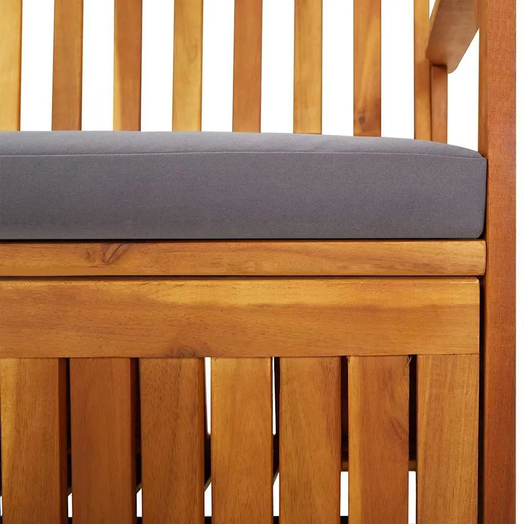 Outdoor Bench 170cm Acacia Wood Grey Padded Seat Storage