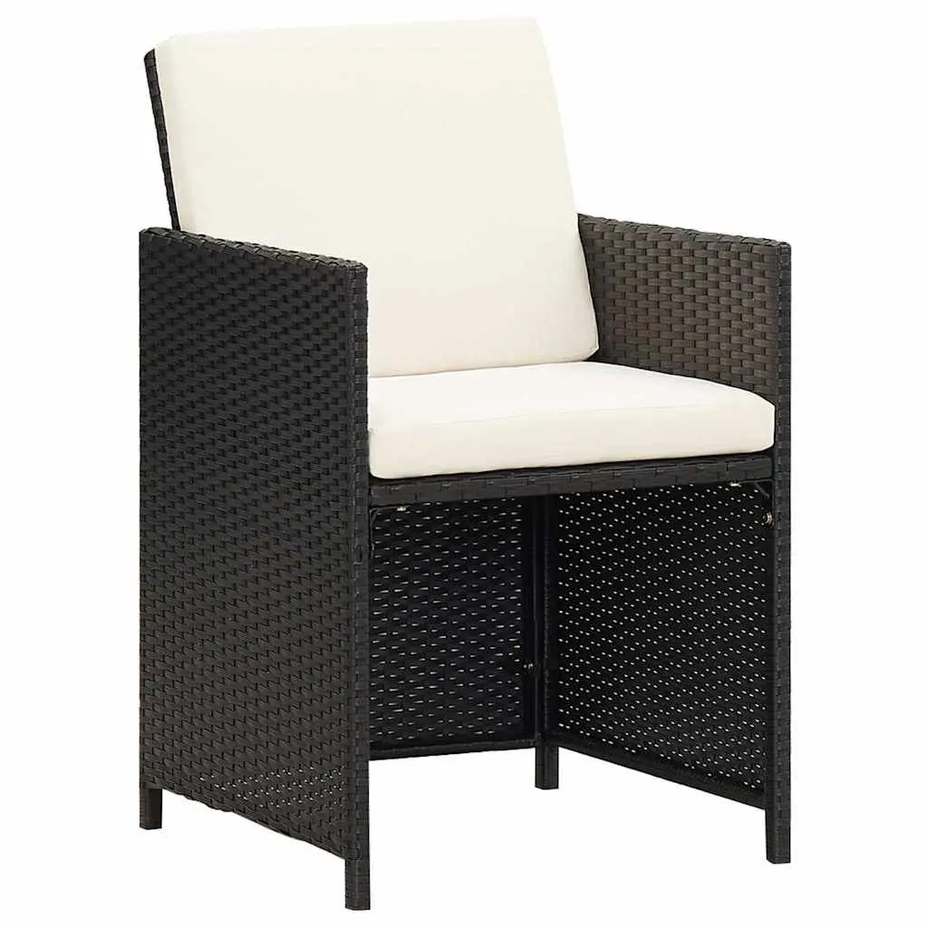 Outdoor Dining Chairs Set of 4 Weather Resistant Poly Rattan Black Garden Seating with Cushions