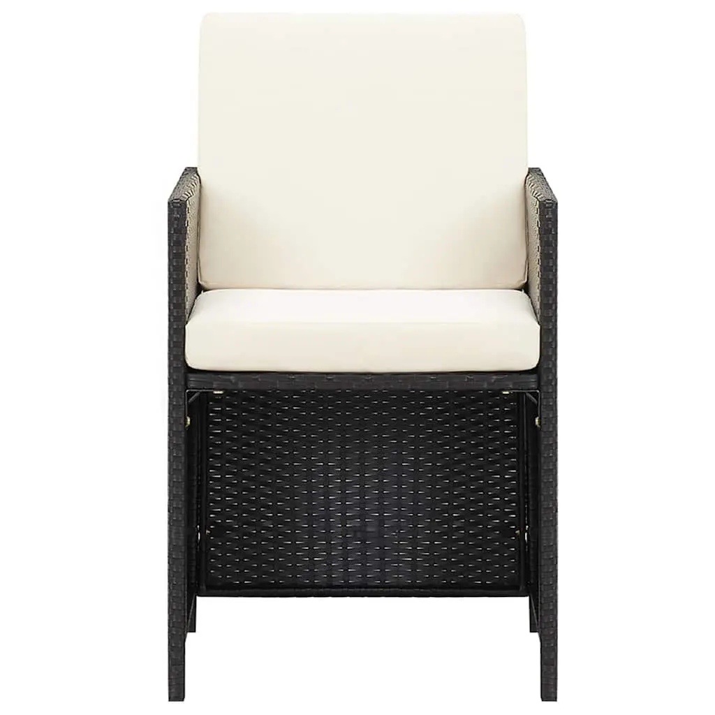 Outdoor Dining Chairs Set of 4 Weather Resistant Poly Rattan Black Garden Seating with Cushions