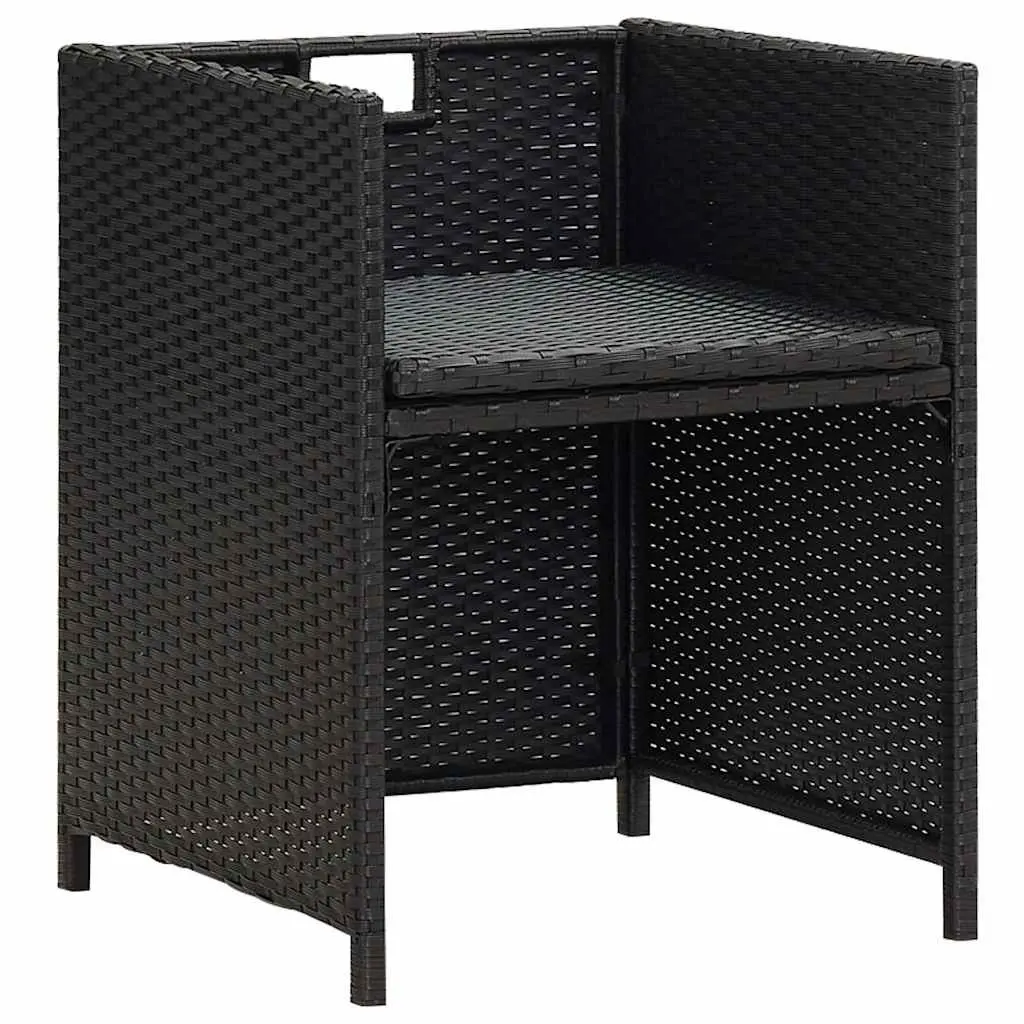 Outdoor Dining Chairs Set of 4 Weather Resistant Poly Rattan Black Garden Seating with Cushions