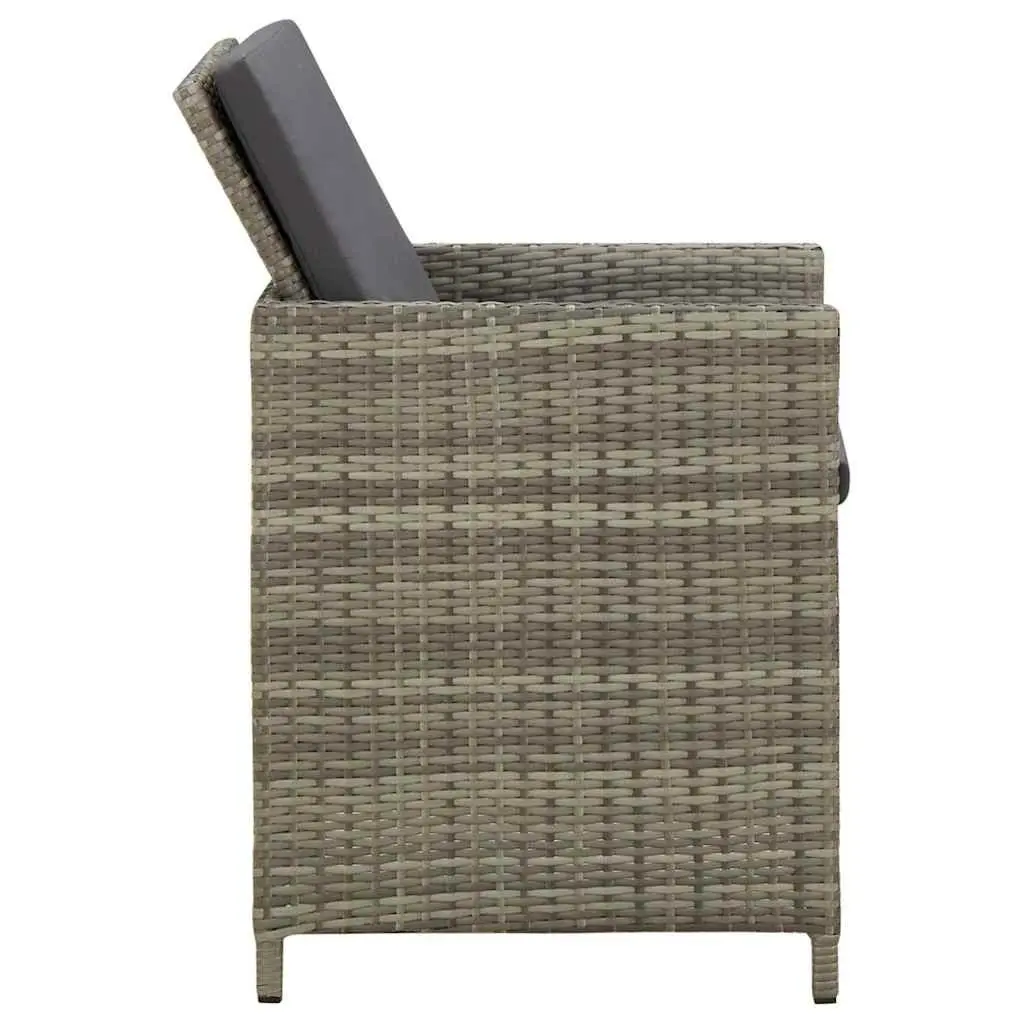 Outdoor Dining Chairs 4-Piece Set Grey Poly Rattan Garden Seating with Cushions