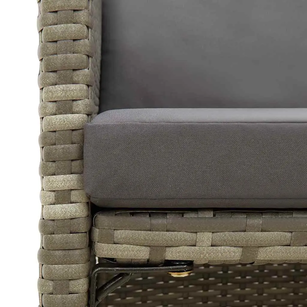 Outdoor Dining Chairs 4-Piece Set Grey Poly Rattan Garden Seating with Cushions