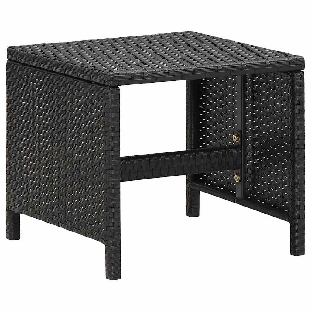 Outdoor Garden Stools Set 4 Piece Cushioned Weather Resistant PE Rattan Black