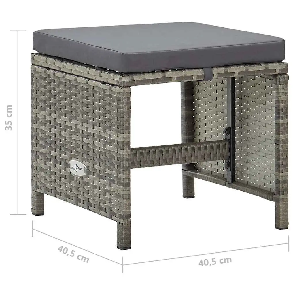 Outdoor Garden Stools Set 4 Pieces Weather Resistant PE Rattan with Padded Seat Cushions