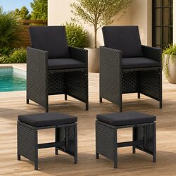 Enhance Your Patio with This 4-Piece Chair and Stool Set