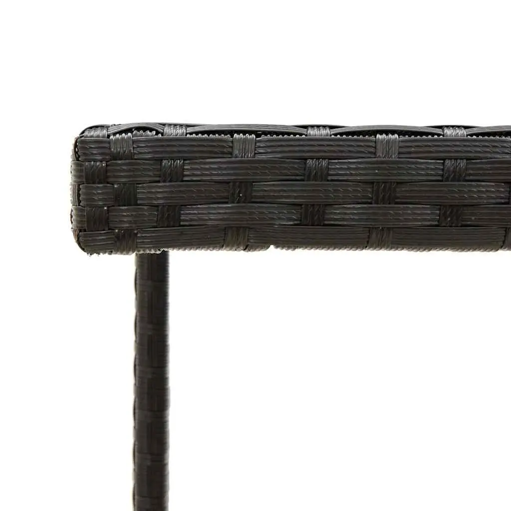 Outdoor Garden Dining Table Black Poly Rattan Tempered Glass Top