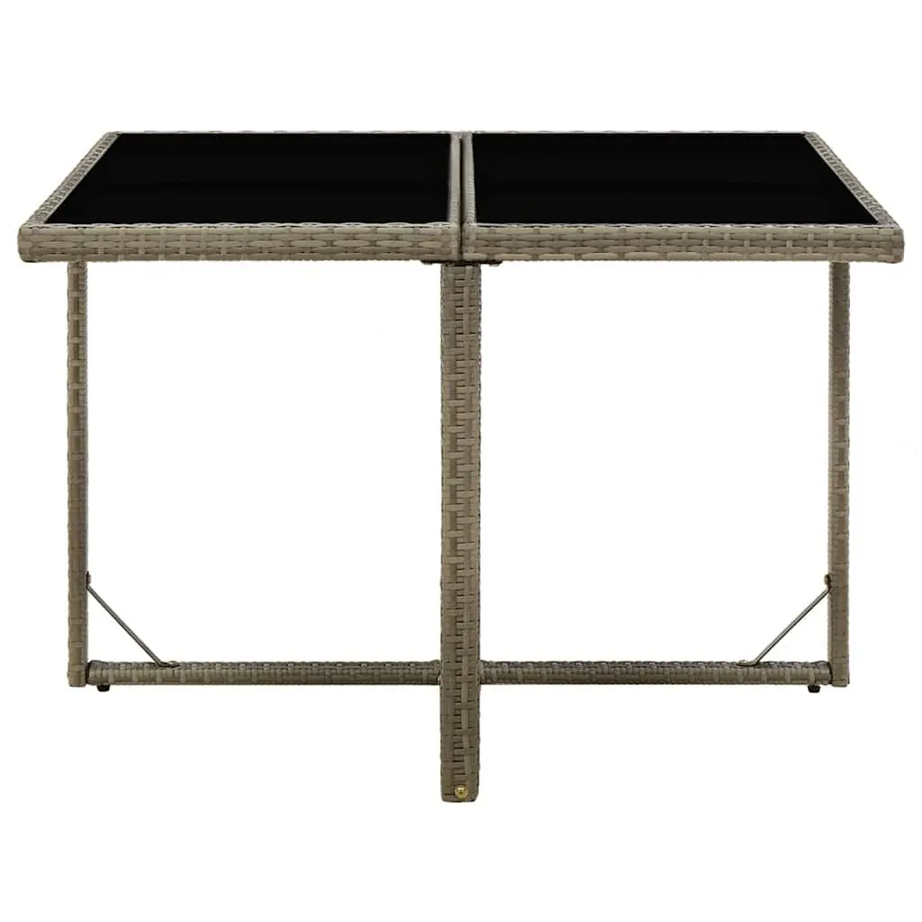 Garden Dining Table 109x107x74cm Grey Weather-resistant PE Rattan Tempered Glass Outdoor Furniture