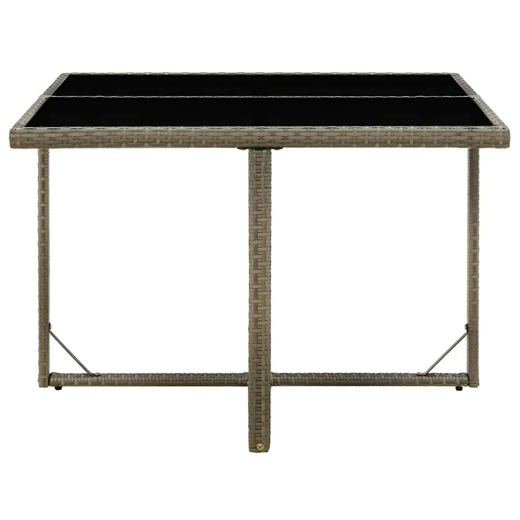 Garden Dining Table 109x107x74cm Grey Weather-resistant PE Rattan Tempered Glass Outdoor Furniture