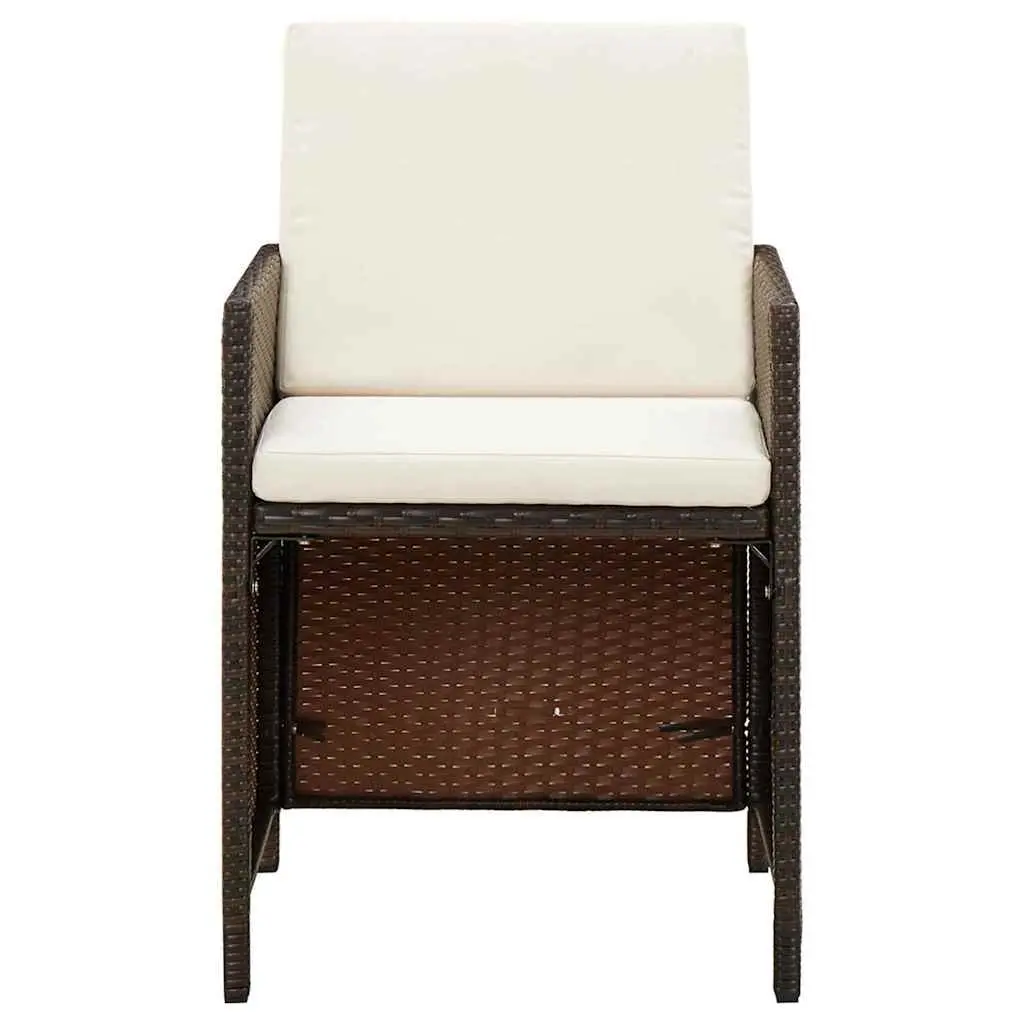 Outdoor Garden Chairs Set 4 Piece Brown Poly Rattan Patio Armchair with Cushions
