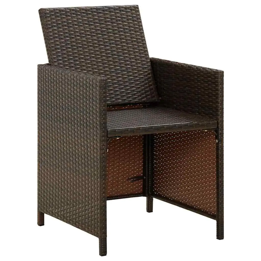 Outdoor Garden Chairs Set 4 Piece Brown Poly Rattan Patio Armchair with Cushions