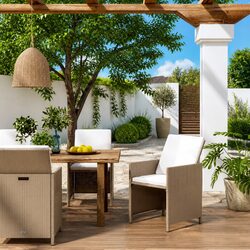 Transform Your Patio with This 4-Piece Chair Set in Beige