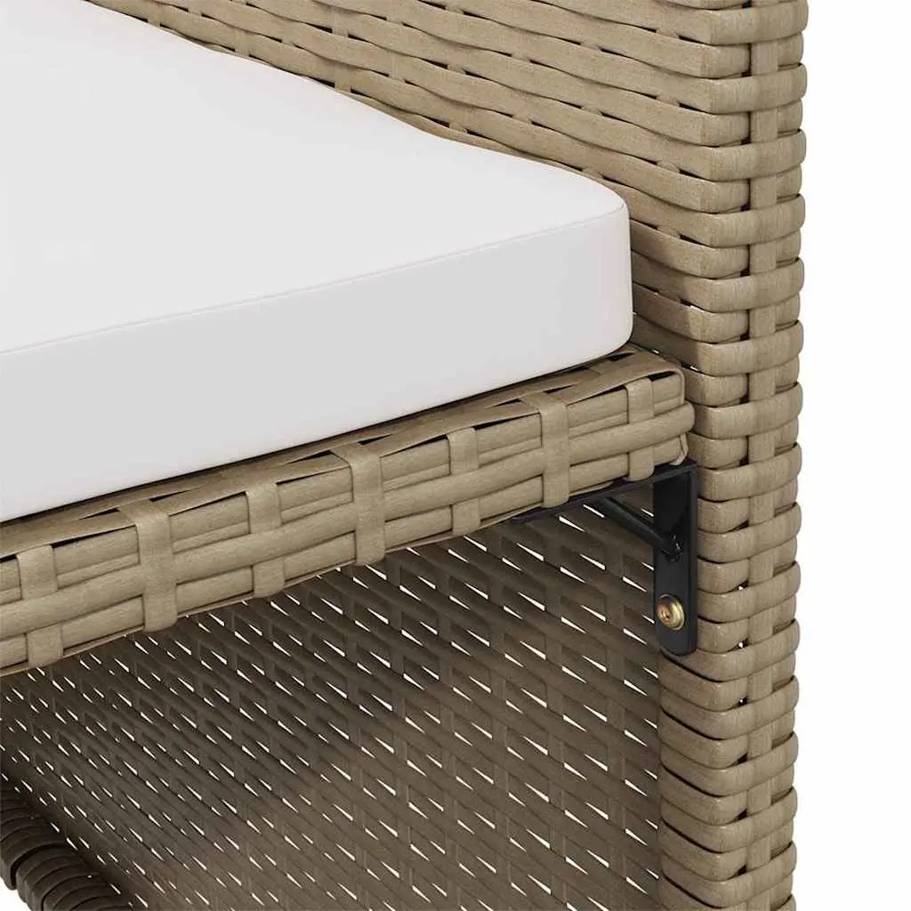Outdoor Patio Garden Chairs 4 Piece Set PE Rattan Armchair with Cushions Beige