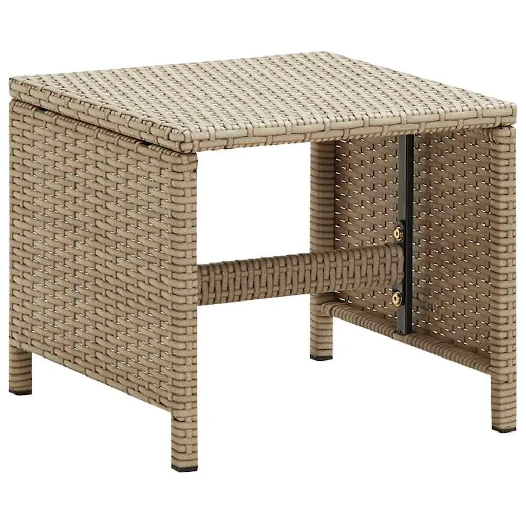 Outdoor Garden Stools Set 4 Piece Beige Weather-Resistant PE Rattan with Padded Cushions
