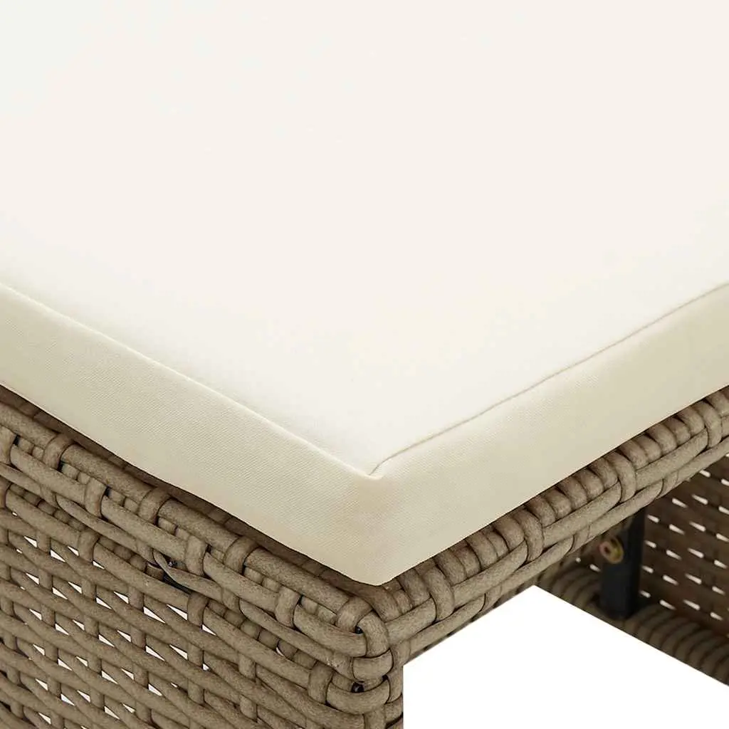 Outdoor Garden Stools Set 4 Piece Beige Weather-Resistant PE Rattan with Padded Cushions