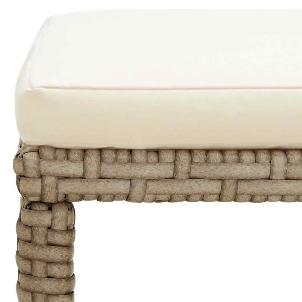 Outdoor Garden Stools Set 4 Piece Beige Weather-Resistant PE Rattan with Padded Cushions