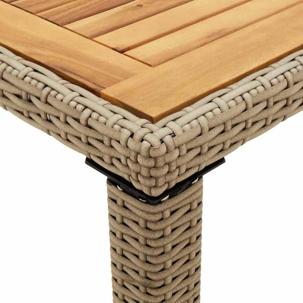 Outdoor Garden Dining Table 123 x 60 cm Beige Poly Rattan Acacia Wood Weather Resistant