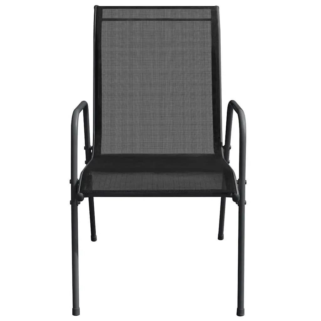 Outdoor Chairs Set of 4 Lightweight Black Steel Frame Textilene Garden Armchairs