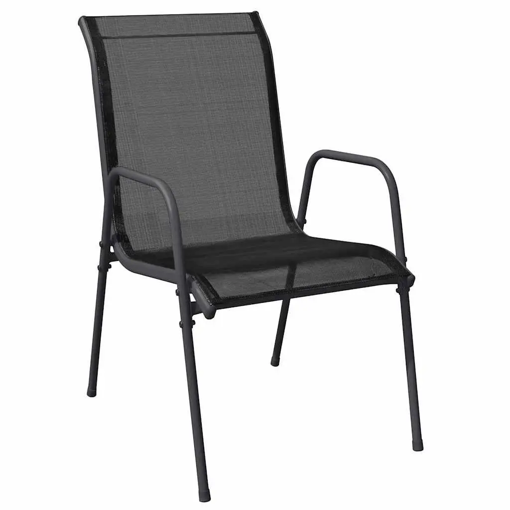 Outdoor Garden Chairs 6 Piece Set Steel Frame Weather-resistant Textilene Black