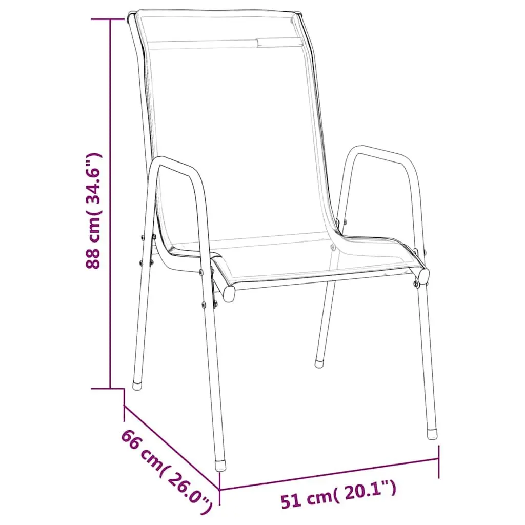 Outdoor Garden Chairs 6 Piece Set Steel Frame Weather-resistant Textilene Black