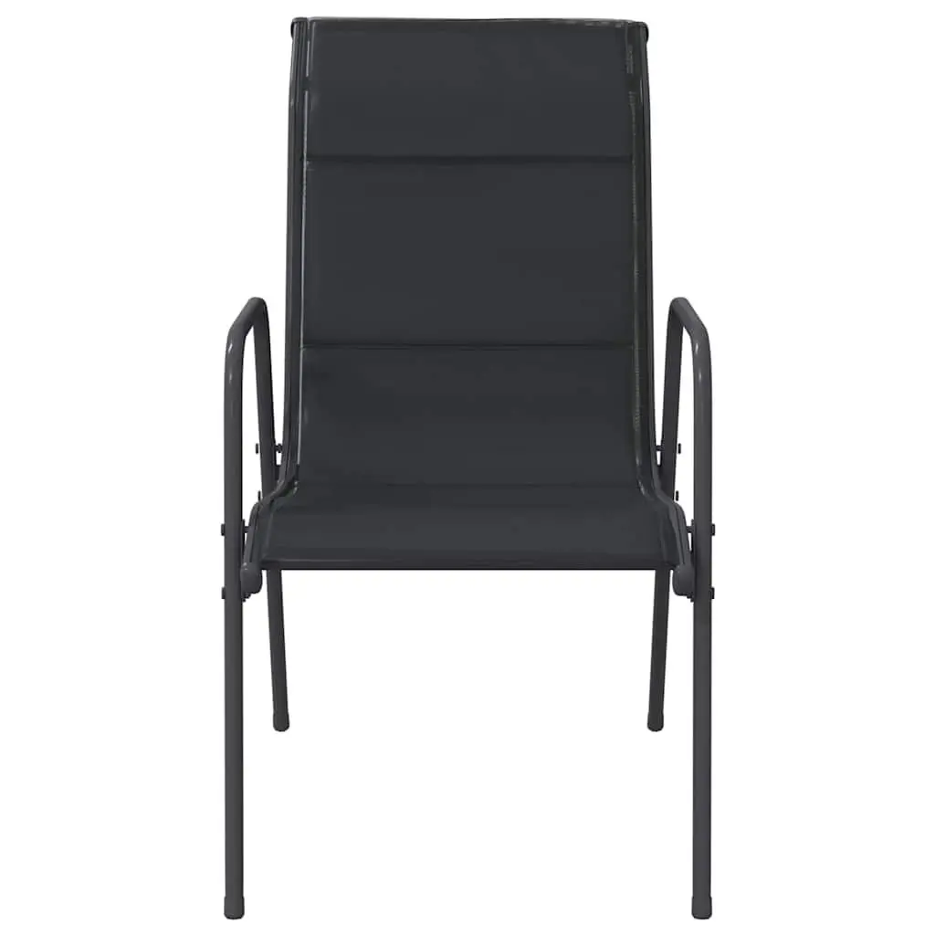 4 Piece Outdoor Chairs Set Black Textilene Fabric Steel Frame Garden Seating