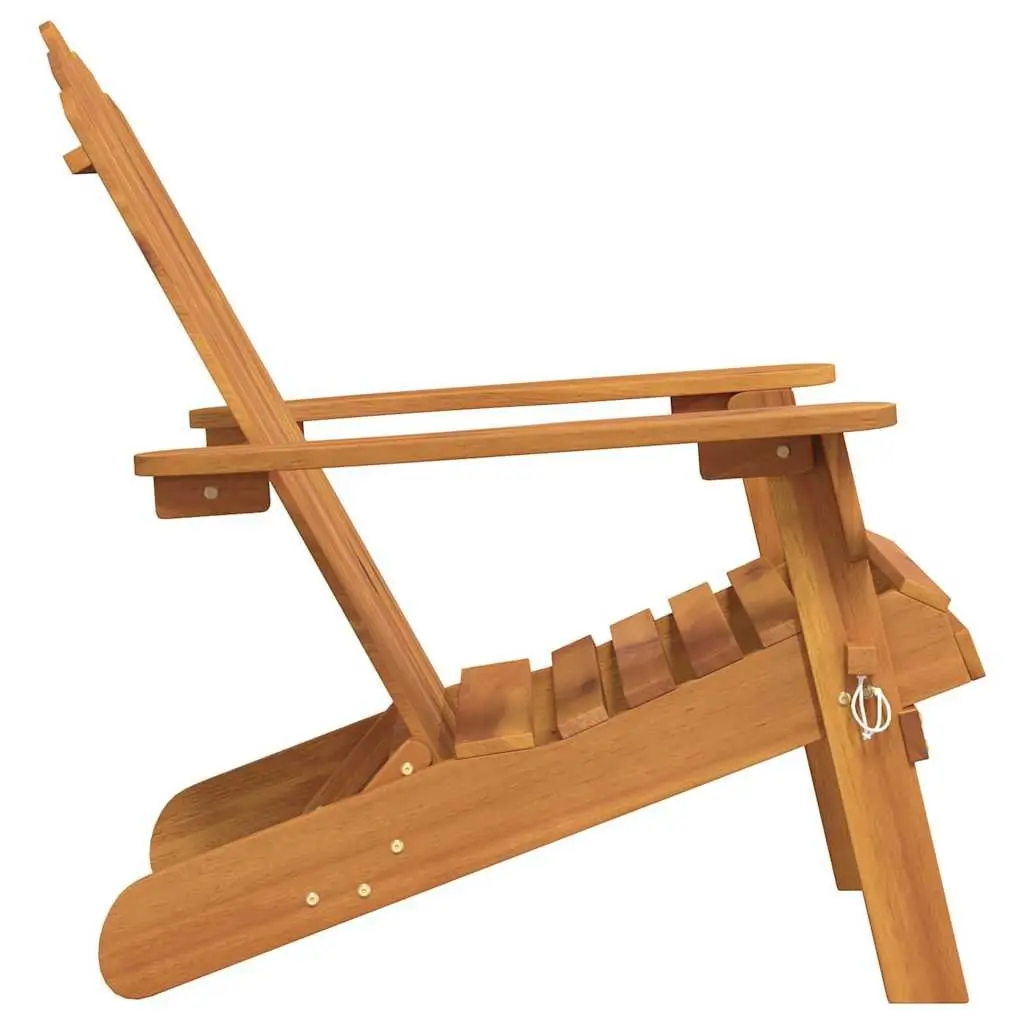 Outdoor Garden Adirondack Chair Foldable Patio Seating Brown Wood Frame