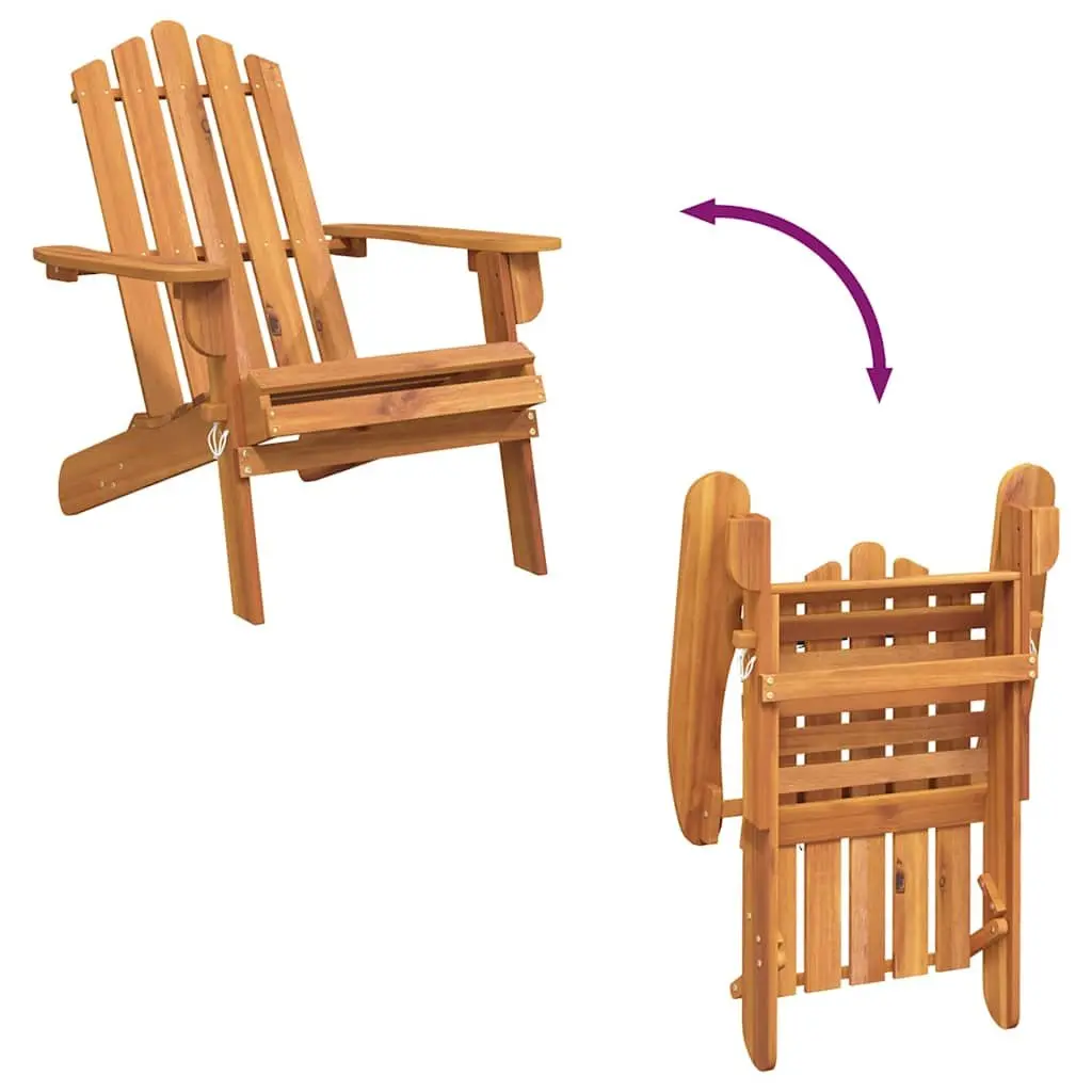 Outdoor Garden Adirondack Chair Foldable Patio Seating Brown Wood Frame