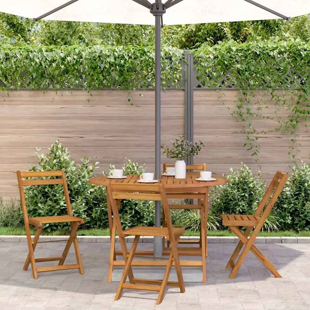 Folding Garden Table 110 cm Solid Wood Slatted Portable Brown