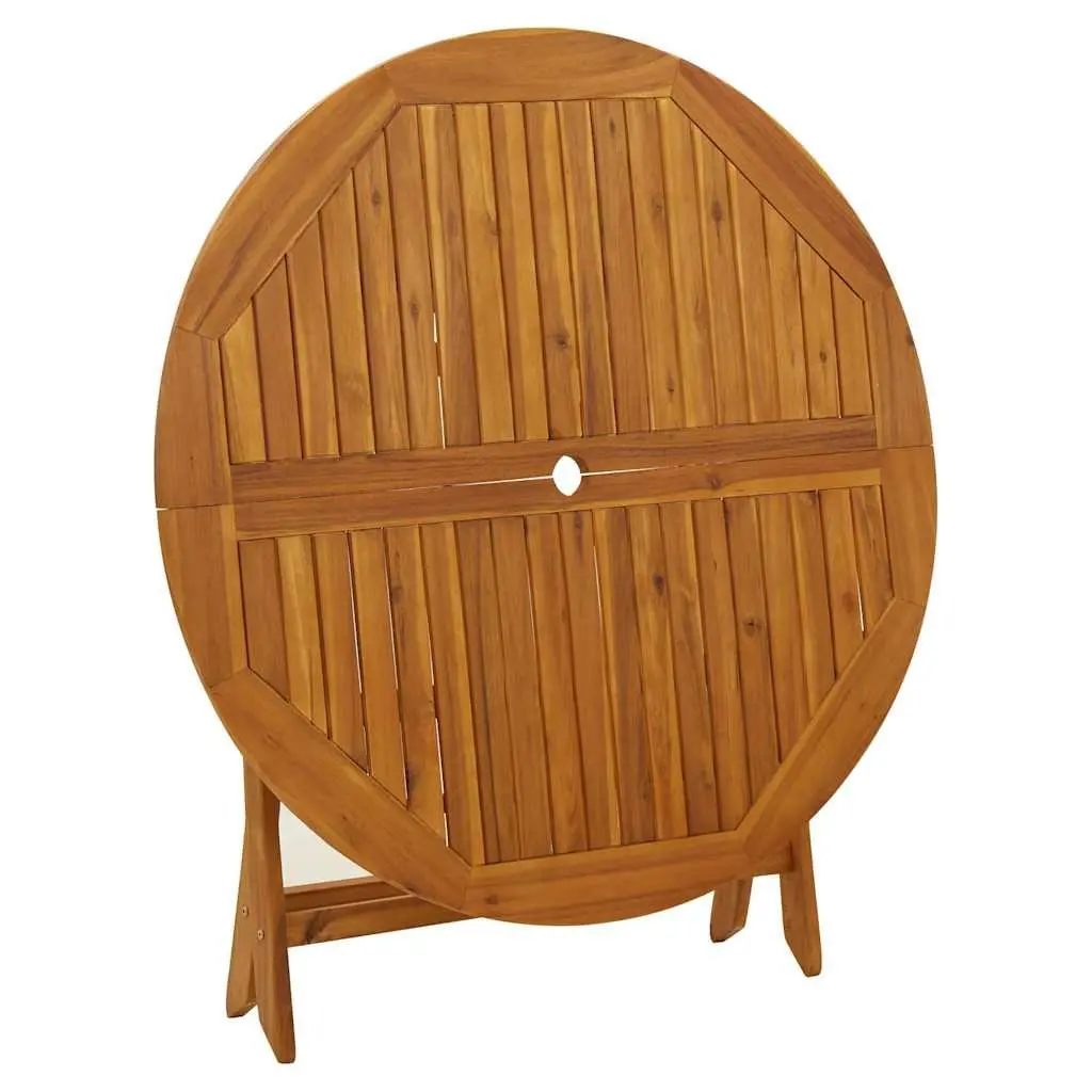 Folding Garden Table 110 cm Solid Wood Slatted Portable Brown