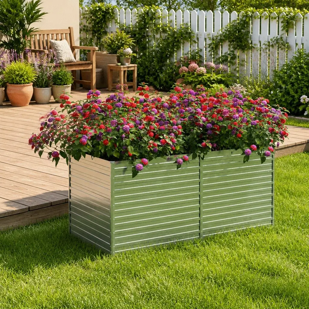 Raised Garden Bed 160x80x77 cm Galvanized Steel Planter Box Silver Outdoor