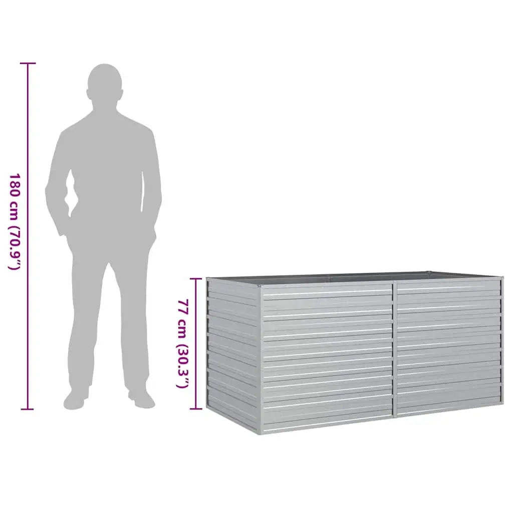 Raised Garden Bed 160x80x77 cm Galvanized Steel Planter Box Silver Outdoor